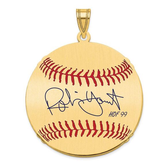 14K Gold Plated Robin Yount Signature LG Enamel Baseball Pendant
